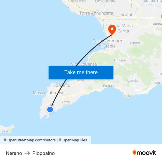 Nerano to Pioppaino map