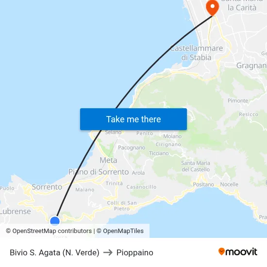 Bivio S. Agata (N. Verde) to Pioppaino map