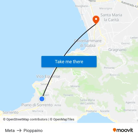 Meta to Pioppaino map