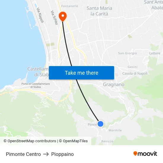 Pimonte Center to Pioppaino map