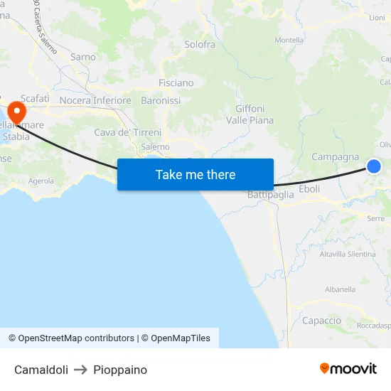 Camaldoli to Pioppaino map
