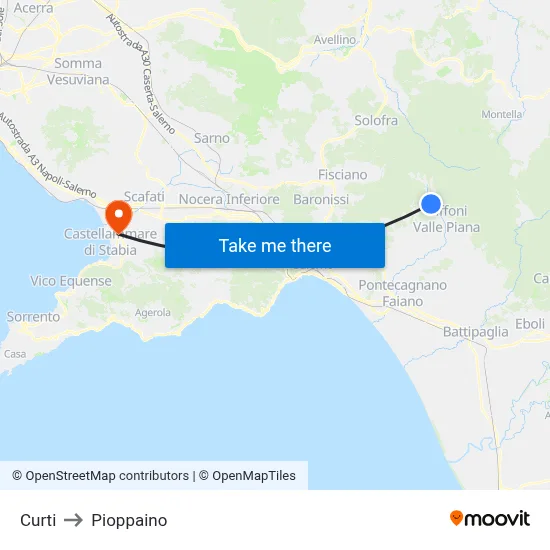 Curti to Pioppaino map