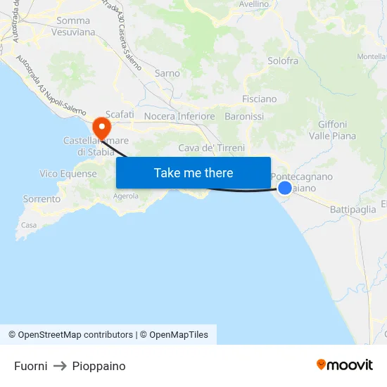 Fuorni to Pioppaino map