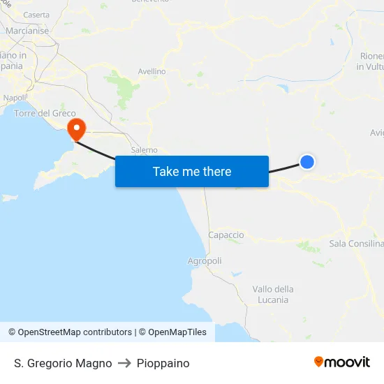 St. Gregory the Great to Pioppaino map