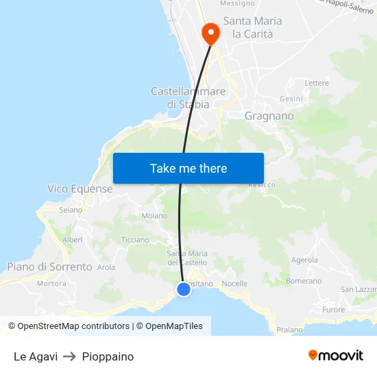 Le Agavi to Pioppaino map