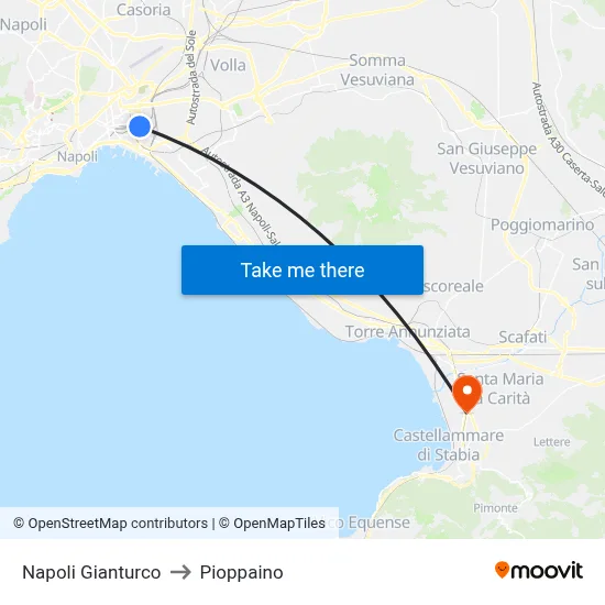 Naples Gianturco to Pioppaino map