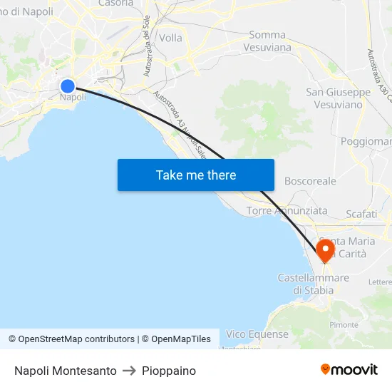 Naples Montesanto to Pioppaino map