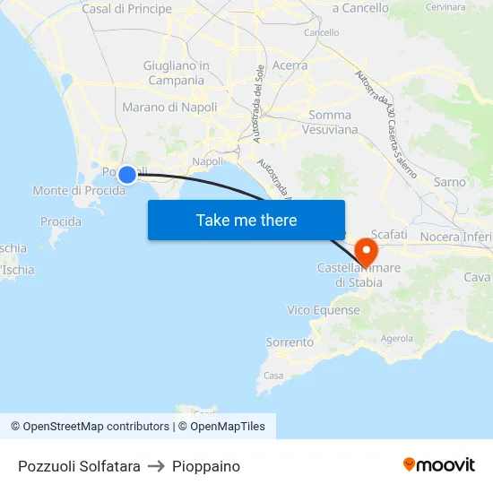 Pozzuoli Solfatara to Pioppaino map