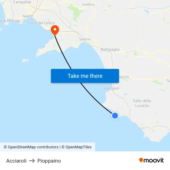 Acciaroli to Pioppaino map
