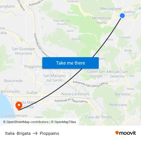 Italia-Brigata to Pioppaino map