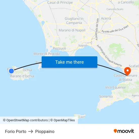 Forio Port to Pioppaino map