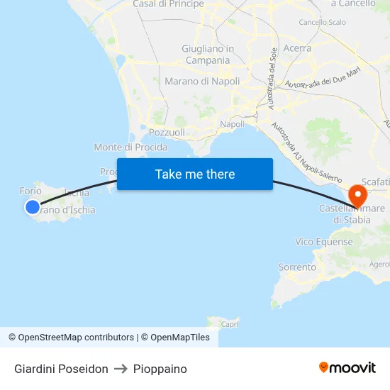 Poseidon Gardens to Pioppaino map