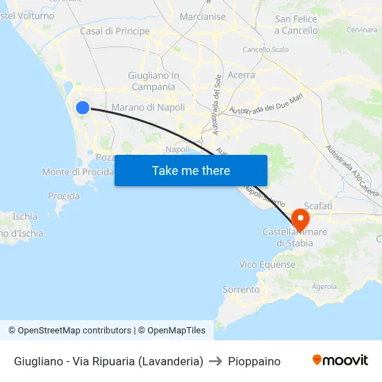 Giugliano - Via Ripuaria (Lavanderia) to Pioppaino map