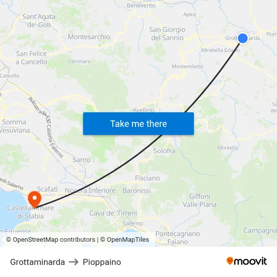 Grottaminarda to Pioppaino map
