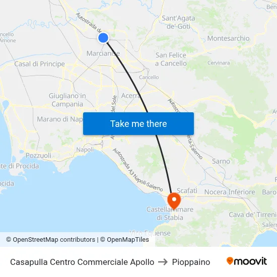 Casapulla Apollo Shopping Center to Pioppaino map
