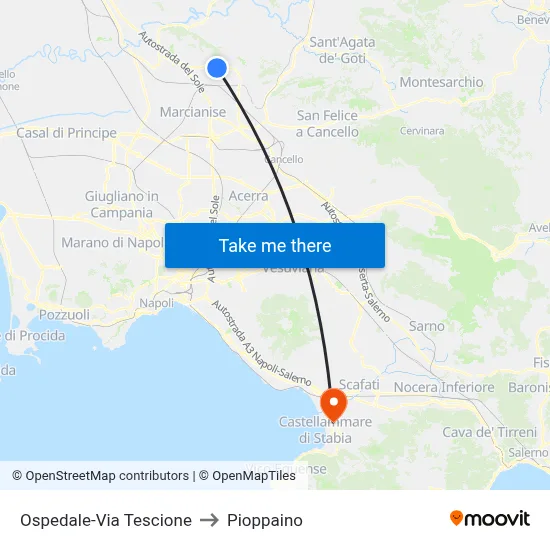 Hospital-Tescione Street to Pioppaino map