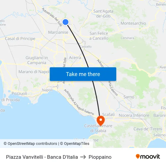 Vanvitelli Square - Bank of Italy to Pioppaino map
