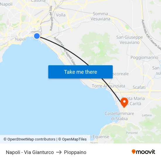 Naples - Gianturco Street to Pioppaino map