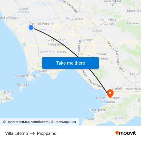 Villa Literno to Pioppaino map