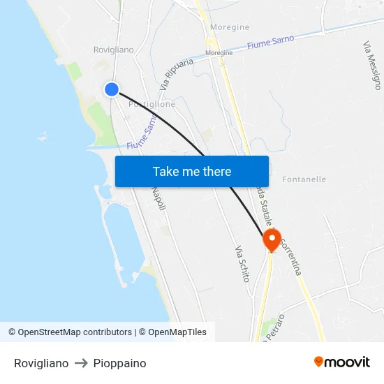Rovigliano to Pioppaino map