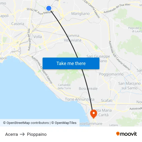 Acerra to Pioppaino map