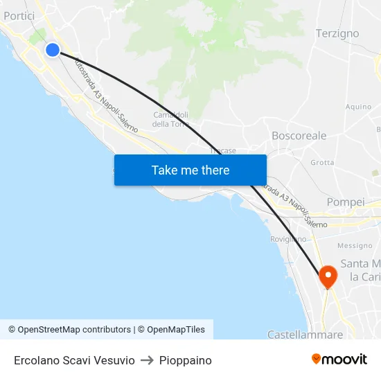 Ercolano Vesuvius Ruins to Pioppaino map