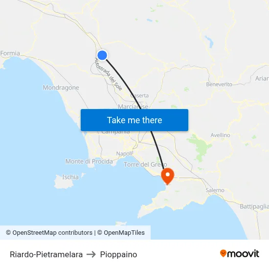 Riardo-Pietramelara to Pioppaino map