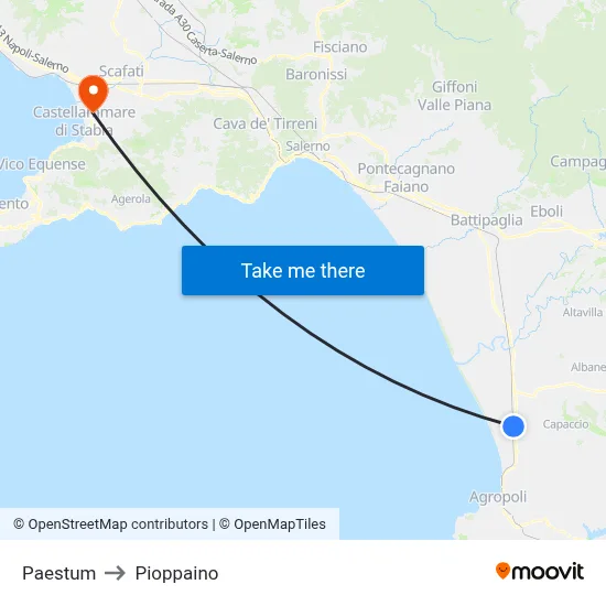Paestum to Pioppaino map