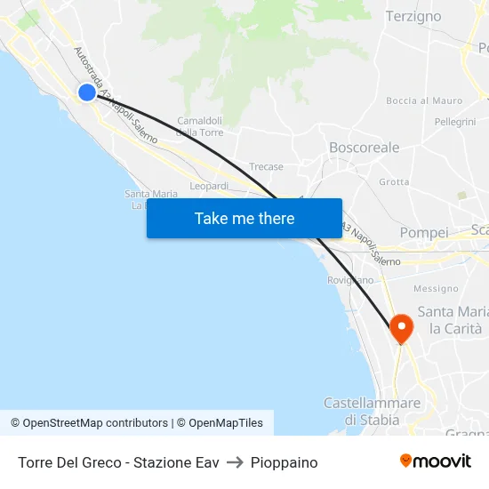 Torre Del Greco - Stazione Eav to Pioppaino map