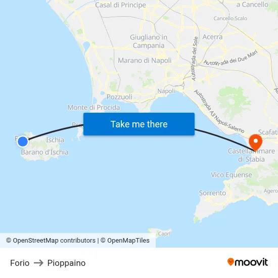 Forio to Pioppaino map