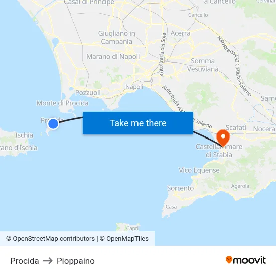 Procida to Pioppaino map