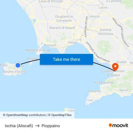 Ischia (Hydrofoils) to Pioppaino map