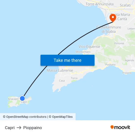Capri to Pioppaino map