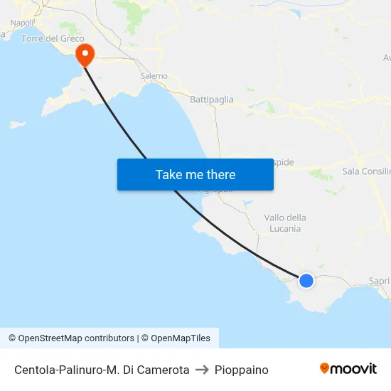 Centola-Palinuro-Marina Di Camerota to Pioppaino map