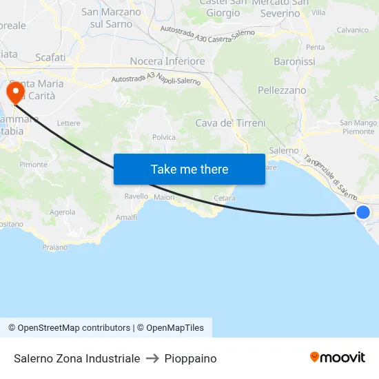 Salerno Industrial Zone to Pioppaino map