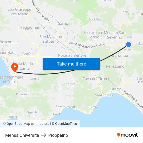 University Cafeteria to Pioppaino map