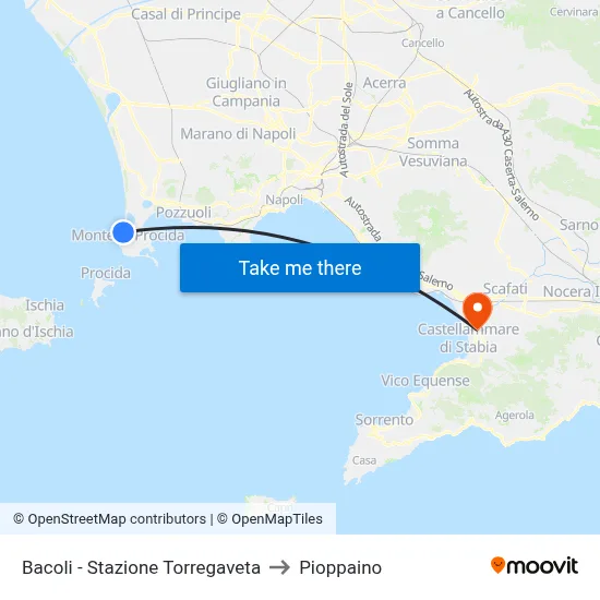 Bacoli - Torregaveta Station to Pioppaino map