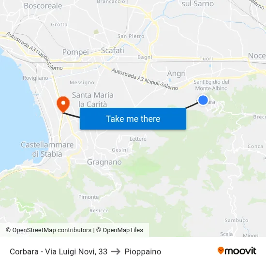 Corbara - Luigi Novi Street, 33 to Pioppaino map