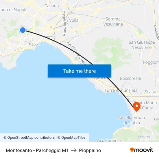 Montesanto - Parking M1 to Pioppaino map