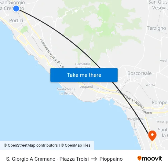 San Giorgio a Cremano - Troisi Square to Pioppaino map