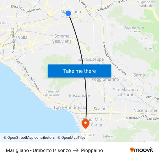 Marigliano - Umberto I/Isonzo to Pioppaino map