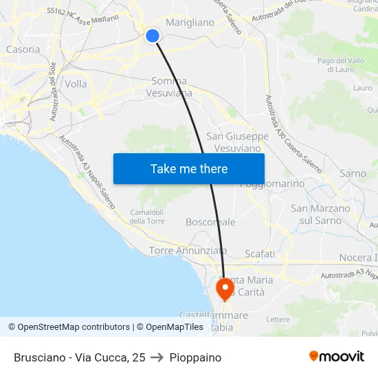 Brusciano - Via Cucca, 25 to Pioppaino map