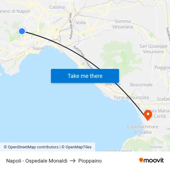 Naples - Monaldi Hospital to Pioppaino map