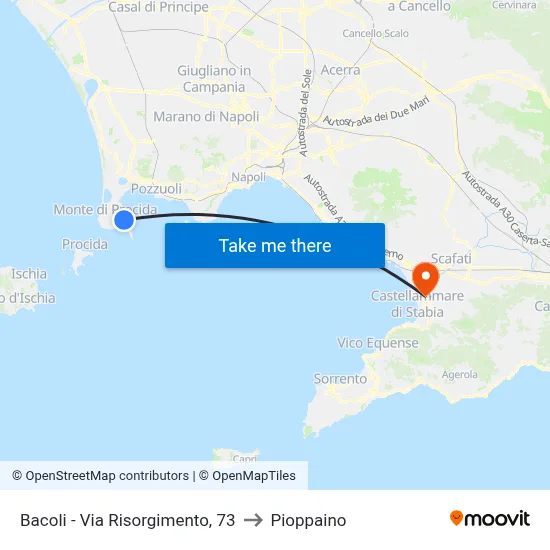 Bacoli - Via Risorgimento, 73 to Pioppaino map
