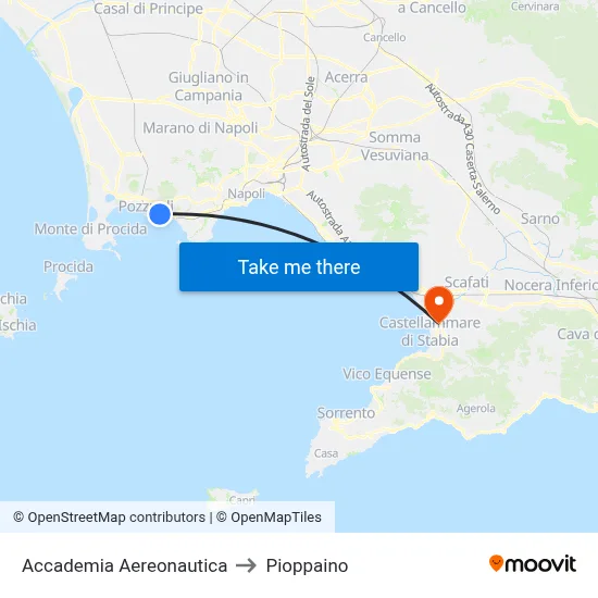 Aeronautical Academy to Pioppaino map