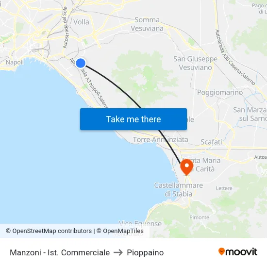 Manzoni - Commercial Institute to Pioppaino map