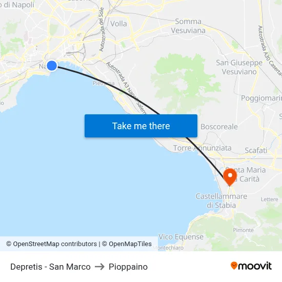 Depretis - San Marco to Pioppaino map