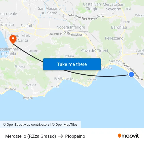Mercatello (Grasso Square) to Pioppaino map