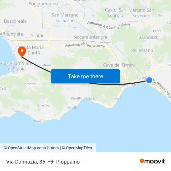 35 Dalmazia Street to Pioppaino map