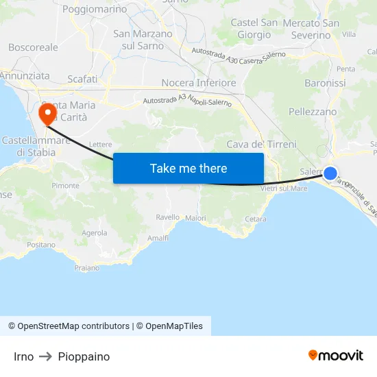 Irno to Pioppaino map